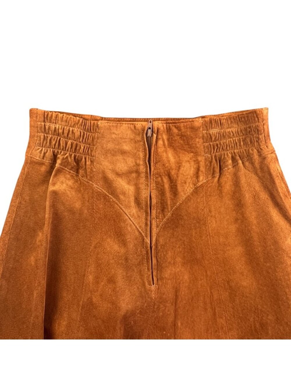 VTG Positano Pelle Women Petite Skirt Brown Suede Western A Line Boho Chic USA - Picture 3 of 12
